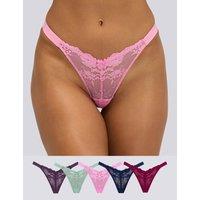 Boux Avenue 5 Pack Fran Lace High Leg Thongs Multi