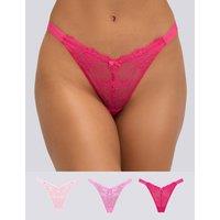 Boux Avenue 3 Pack Fran Lace High Leg Thongs Pink Mix