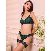 Boux Avenue Carmel Lace Wired Plunge Bra (DD-G) Dark Green