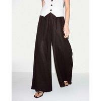 Jigsaw Pure Linen Wide Leg Palazzo Trousers Brown