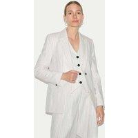 Jigsaw Cotton Linen Blend Striped Blazer Ivory Mix