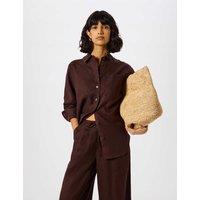 Whistles Pure Linen Collared Relaxed Shirt Brown