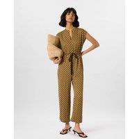 Whistles Ikat Spot Sleeveless Jumpsuit Khaki Mix