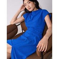 Whistles Crepe Midi Waisted Dress Blue