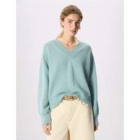 Whistles Pure Cotton V-Neck Relaxed Jumper Blue