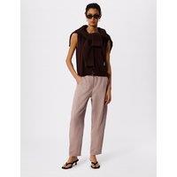 Whistles Pure Linen Relaxed Barrel Leg Trousers Pink