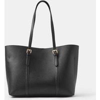 ACCESSORIZE Faux Leather Top Handle Tote Bag Black