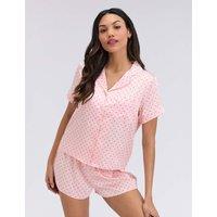 Boux Avenue Satin Polka Dot Shortie Set Pink Mix