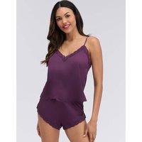 Boux Avenue Satin Lace Shortie Set Plum