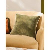MADE Bailey Brushed Cotton Velvet Piped Cushion Green Mix
