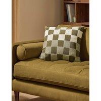 MADE Boucl Checkerboard Cushion Green Mix