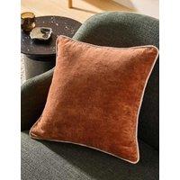 MADE Bailey Brushed Cotton Velvet Piped Cushion Natural Mix