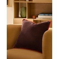 MADE Bailey Brushed Cotton Velvet Piped Cushion Brown Mix
