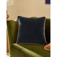 MADE Bailey Brushed Cotton Velvet Piped Cushion Navy Mix