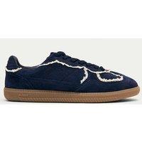 Alohas Suede Crochet-Style Trim Trainers Navy