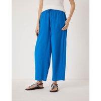 HUSH Pure Cotton Barrel Leg Cropped Trousers Light Blue