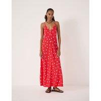 HUSH Polka Dot V-Neck Maxi Slip Dress Red Mix