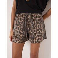 HUSH Cotton Blend Leopard Print Shorts Brown Mix