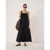 HUSH Pure Cotton Square Neck Maxi Beach Dress Black