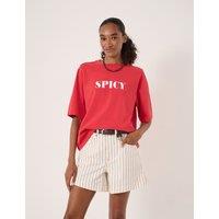 HUSH Pure Cotton Spicy Graphic Boxy T-Shirt Red Mix
