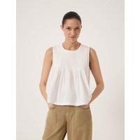 HUSH Pure Cotton Pintuck Top White
