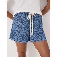 HUSH Denim Leopard Print Shorts Light Blue Mix