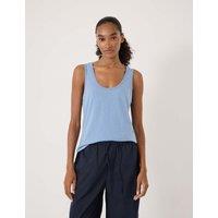 HUSH Pure Cotton Scoop Neck Vest Blue