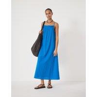 HUSH Pure Cotton Square Neck Maxi Beach Dress Light Blue