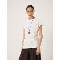 HUSH Pure Cotton Knot Detail Crew Neck T-Shirt White