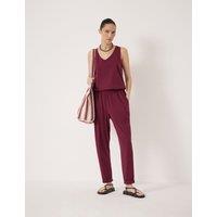 HUSH Jersey Sleeveless Cropped Jumpsuit Dark Red