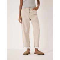 HUSH Boyfriend Striped Button Front Turn Up Jeans Natural Mix