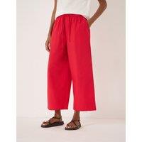 HUSH Pure Cotton Wide Leg Cropped Trousers Red