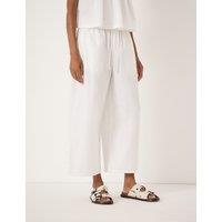 HUSH Pure Cotton Wide Leg Cropped Trousers White
