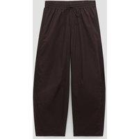 HUSH Pure Cotton Barrel Leg Cropped Trousers Dark Brown