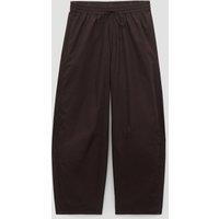 HUSH Pure Cotton Barrel Leg Cropped Trousers Dark Brown