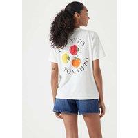 HUSH Pure Cotton Tomayto Tomahto Graphic T-Shirt Ecru Mix