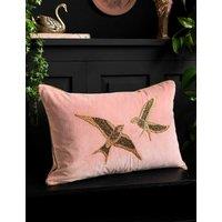 Rockett St George Beaded Love Birds Piped Cushion Pink Mix