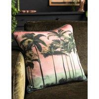 Rockett St George Pure Cotton Palm Paradise Piped Cushion Pink Mix