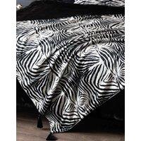 Rockett St George Velvet Zebra Tassled Throw Black Mix