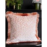 Rockett St George Leopard Love Velvet Cushion Pink