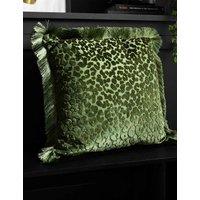 Rockett St George Leopard Love Velvet Cushion Green