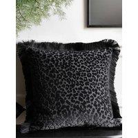 Rockett St George Leopard Love Velvet Cushion Black