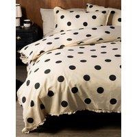 Rockett St George Pure Cotton Dot Noir Ruffled Bedding Set White Mix