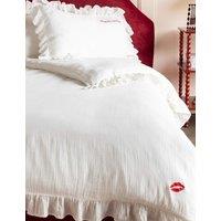 Rockett St George Pure Cotton Frill Trim Love Note Bedding Set White