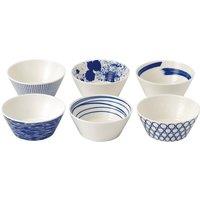 Royal Doulton Set of 6 Pacific Dessert Bowls Blue Mix