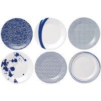 Royal Doulton Set of 6 Pacific Dinner Plates Blue Mix