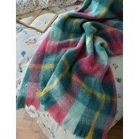 Bluebellgrey Wool Blend Highland Check Throw Pink Mix