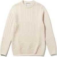 Peregrine Pure Merino Wool Textured Crew Neck Jumper Cream