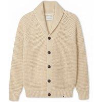 Peregrine Pure Wool Waffle Shawl Neck Cardigan Cream