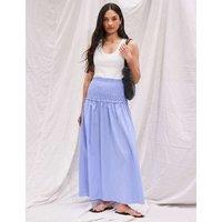 RO&ZO Cotton Rich Striped Shirred Midaxi Skirt Light Blue Mix
